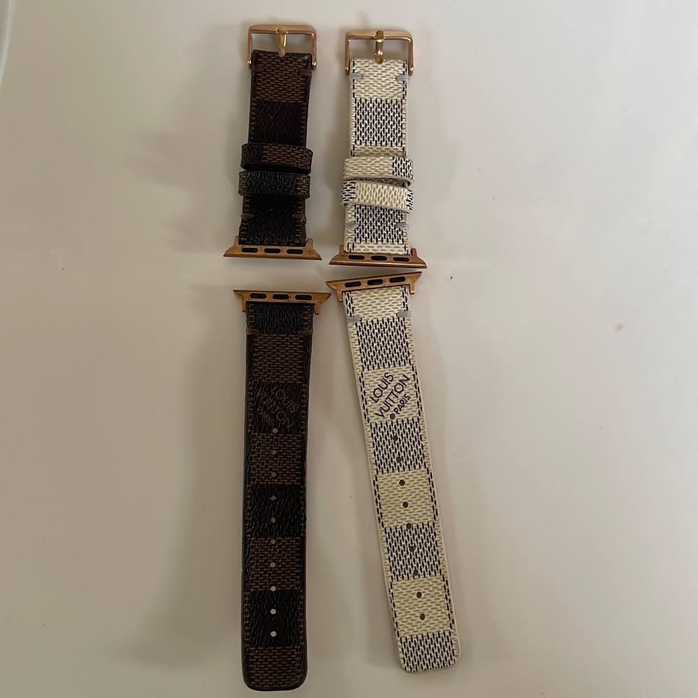 Damier Ebene and Damier Azure LV watch bands